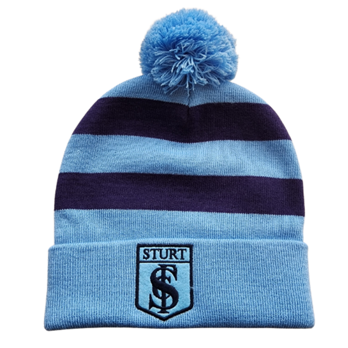 Light Blue Pom Pom Beanie