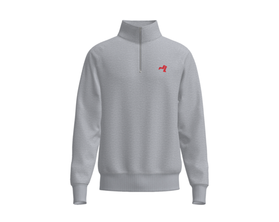 Quarter Zip Jumper - Grey Marle with Red Legs