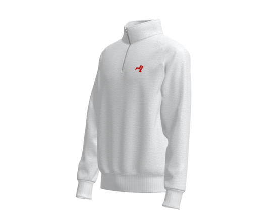 Quarter Zip Jumper - White Marle with Red Legs