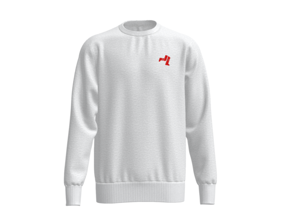 Crew Neck Jumper - White Marle with Red Legs