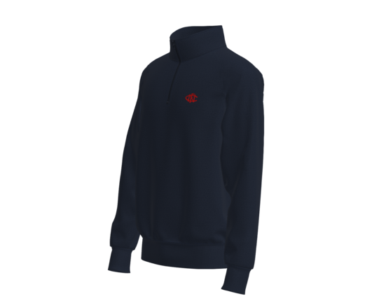 Quarter Zip Jumper - Navy with Red Emblem