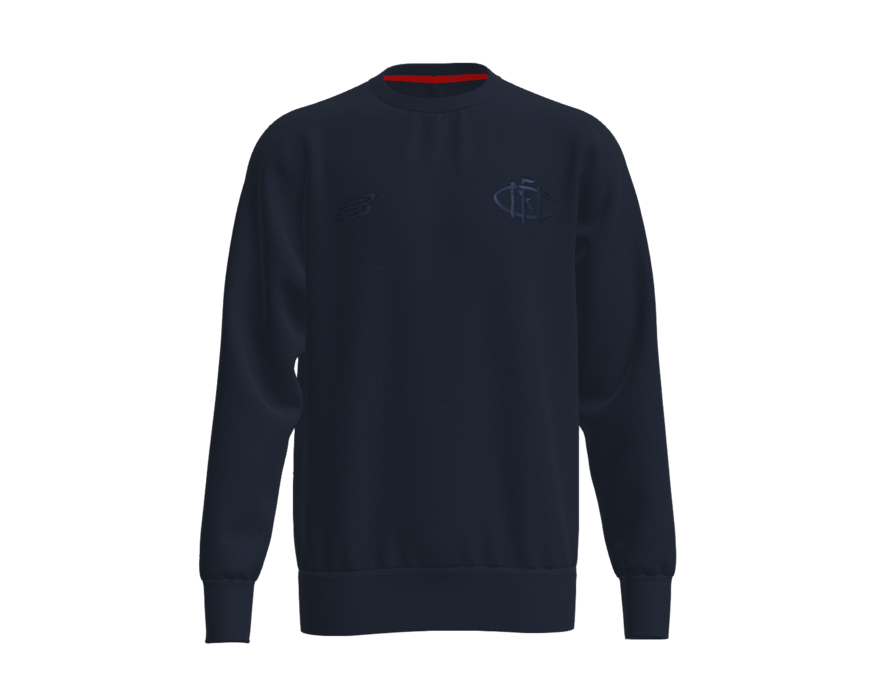 Crew Neck Jumper - Navy with Navy Emblem