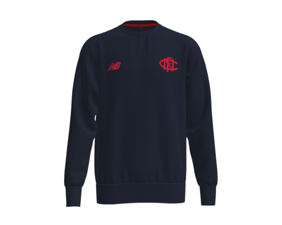 Crew Neck Jumper - Navy with Red Emblem