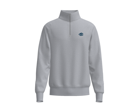 Quarter Zip Jumper - Grey Marle with Navy Emblem