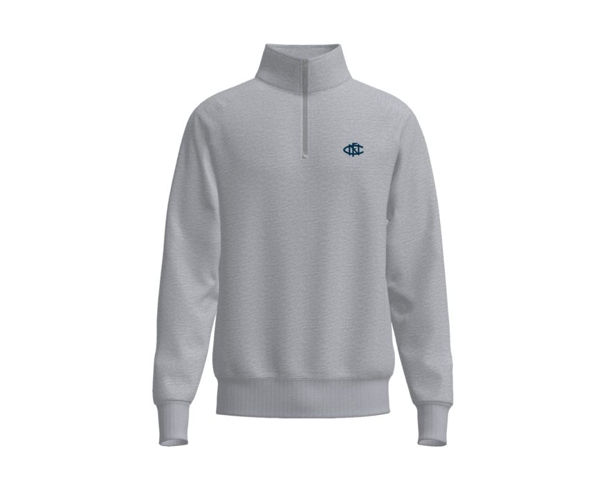Quarter Zip Jumper - Grey Marle with Navy Emblem