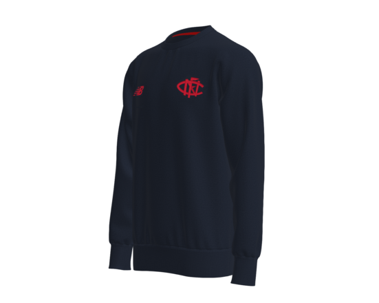 Crew Neck Jumper - Navy with Red Emblem