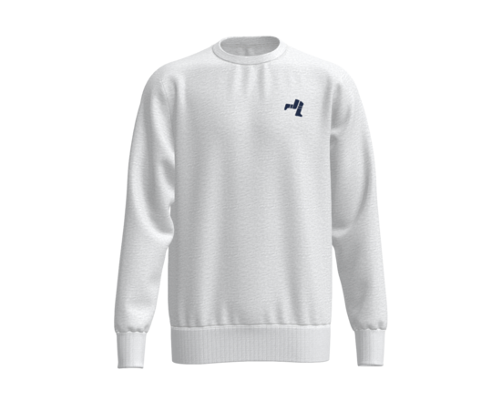 Crew Neck Jumper - White Marle with Navy Legs