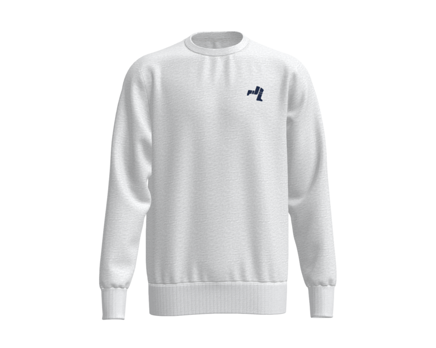 Crew Neck Jumper - White Marle with Navy Legs