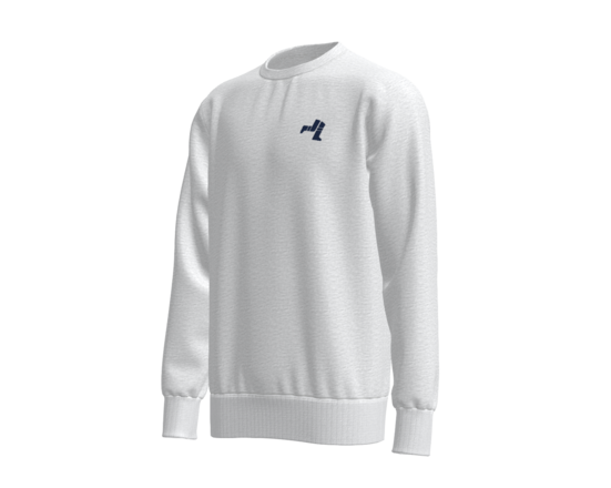 Crew Neck Jumper - White Marle with Navy Legs