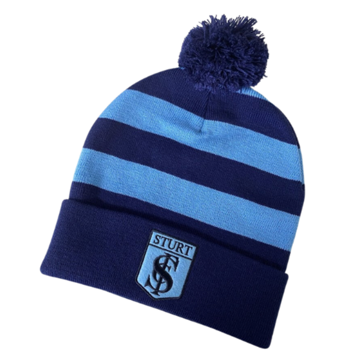 Dark Blue Pom Pom Beanie