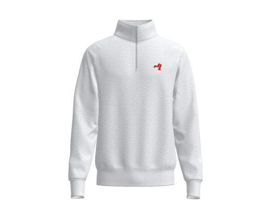 Quarter Zip Jumper - White Marle with Red Legs
