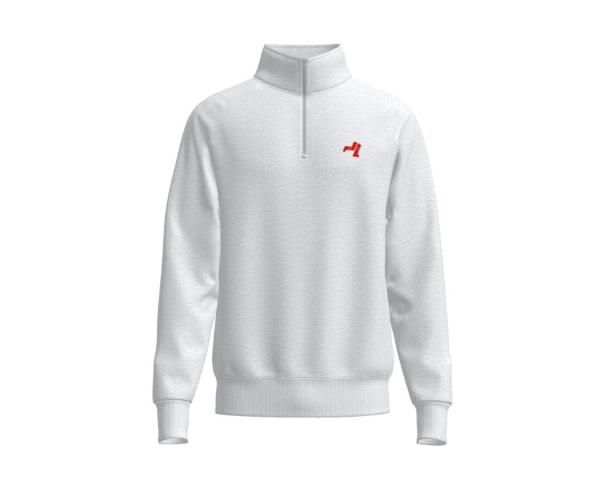 Quarter Zip Jumper - White Marle with Red Legs