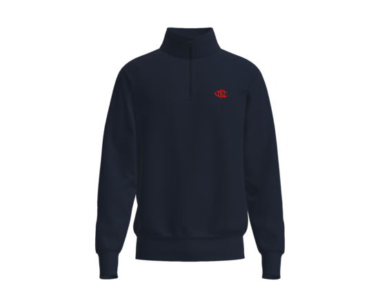 Quarter Zip Jumper - Navy with Red Emblem