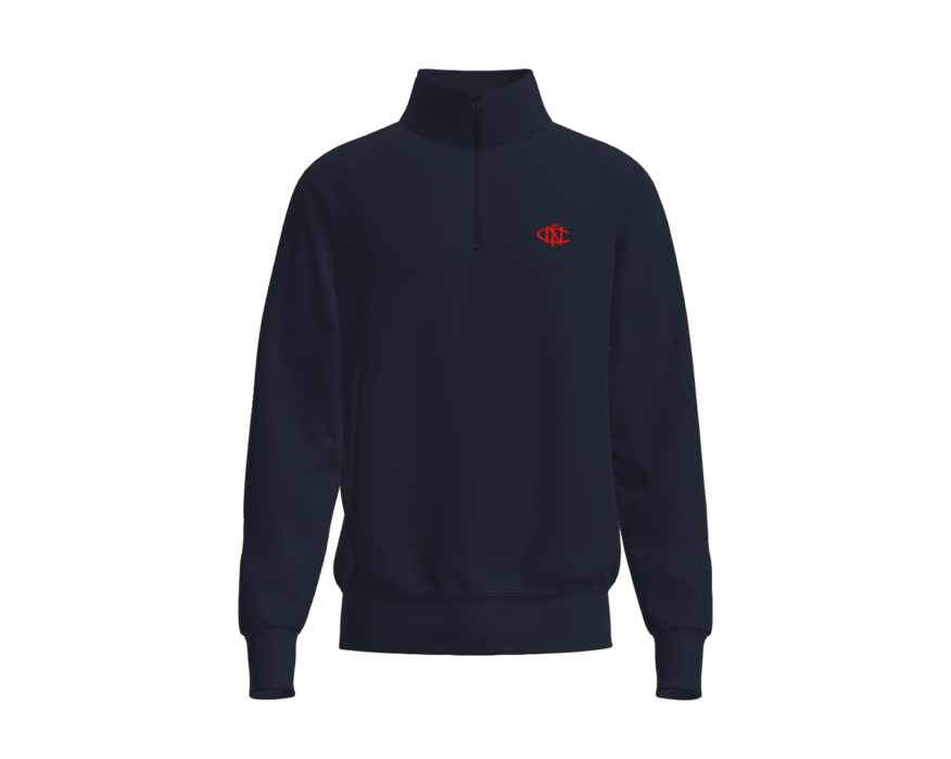 Quarter Zip Jumper - Navy with Red Emblem