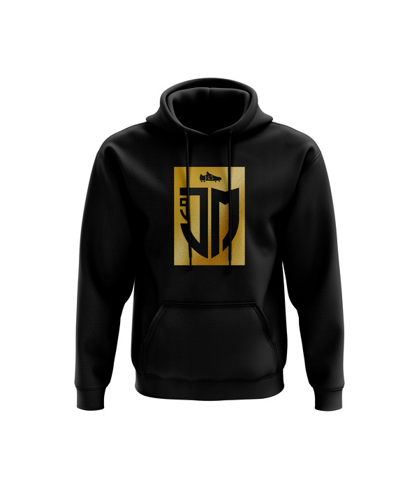 JM143 BOXED LOGO HOODIE - ADULT BLACK