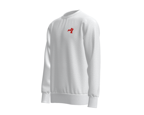 Crew Neck Jumper - White Marle with Red Legs