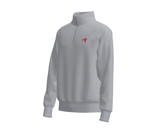 Quarter Zip Jumper - Grey Marle with Red Legs