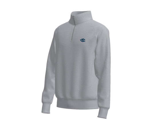 Quarter Zip Jumper - Grey Marle with Navy Emblem